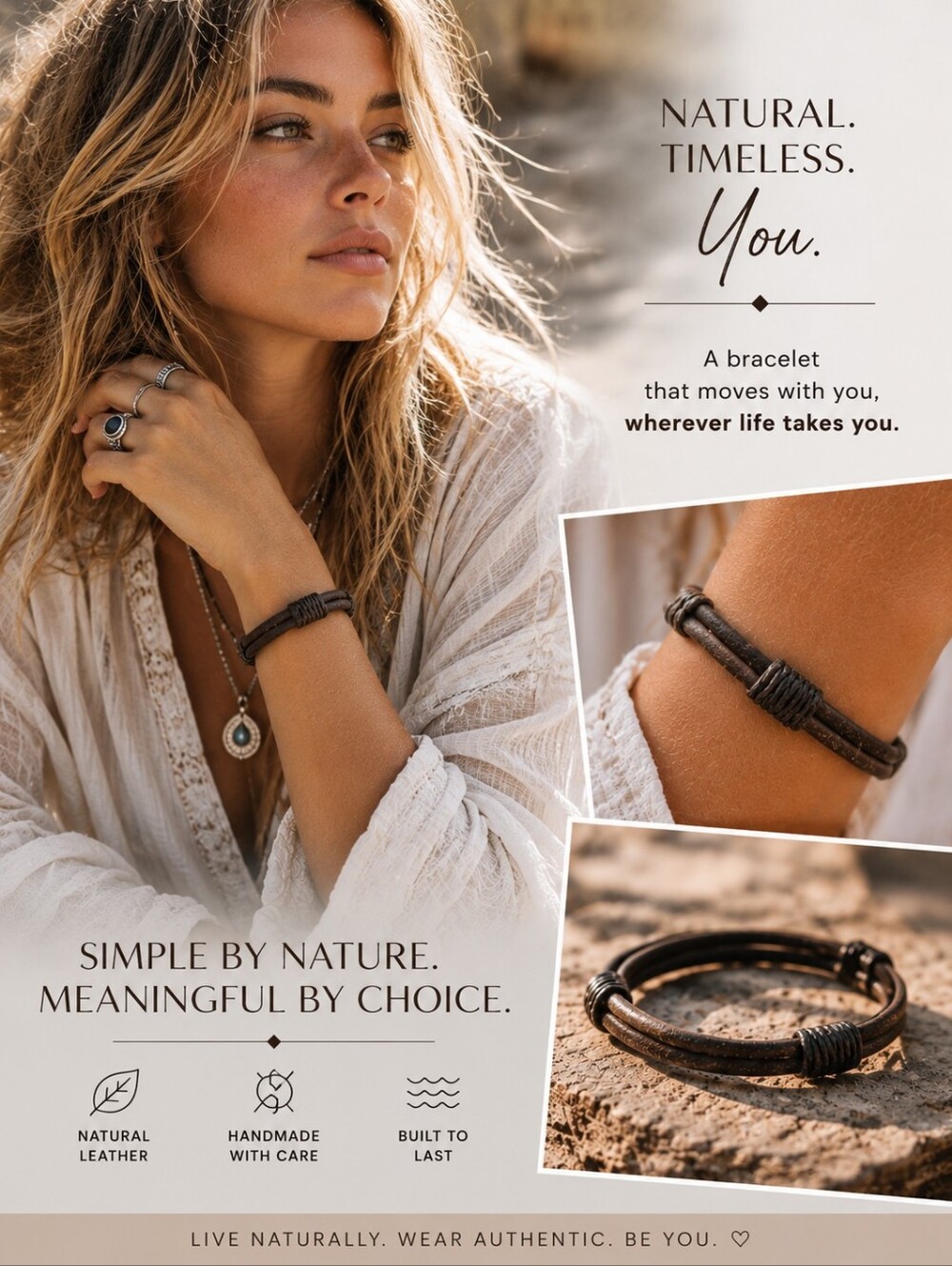 Minimalist Brown Leather Wrap Bracelet - Unbranded